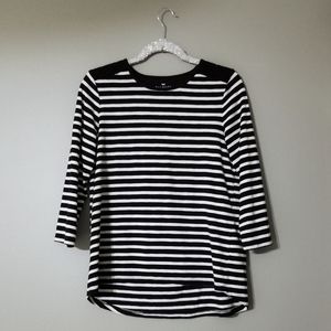 Talbots 3/4 sleeve black and white striped S